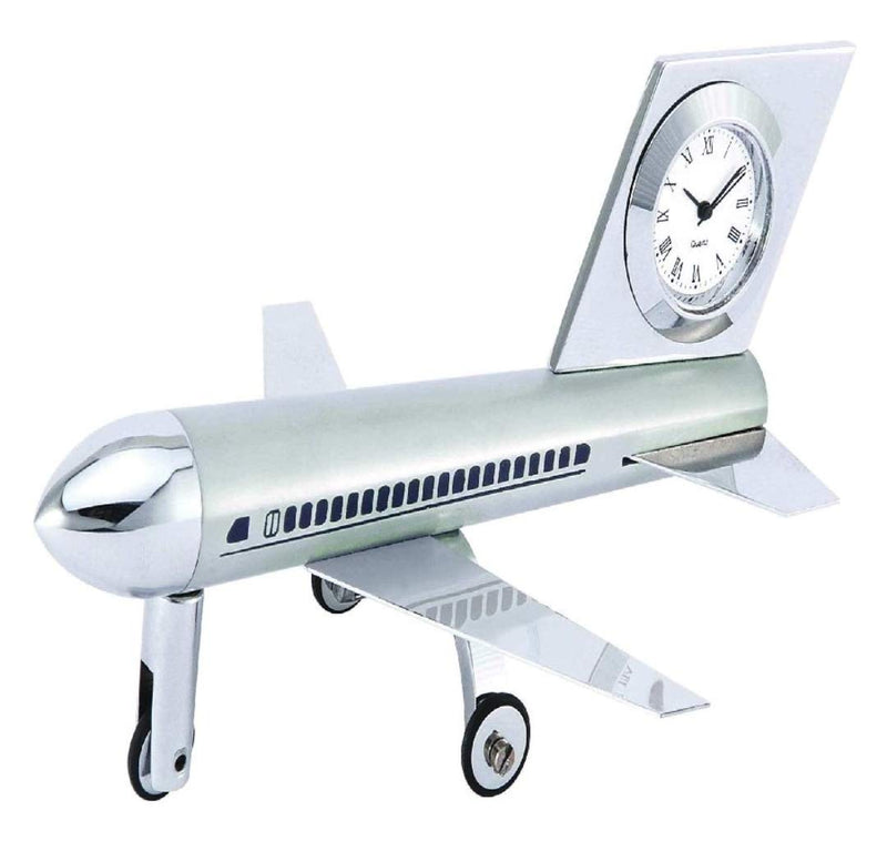 Aadya Crafts Table Top Silver Aeroplane with Watch