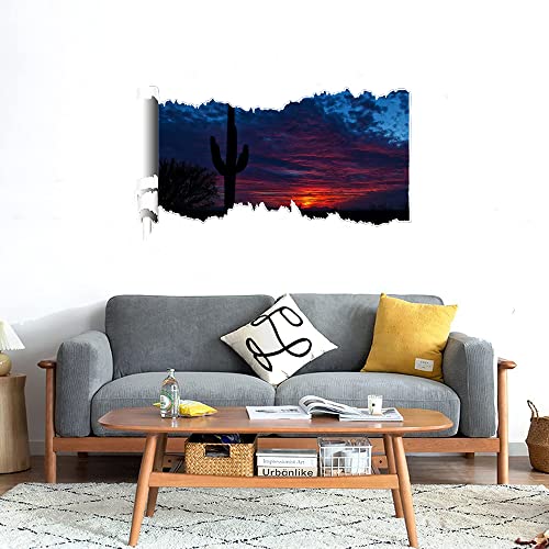 GADGETS WRAP Printed Wall Decal Sticker Scratched Paper Style Wall Decal (90cm x 50cm) - Red Blue Sunset