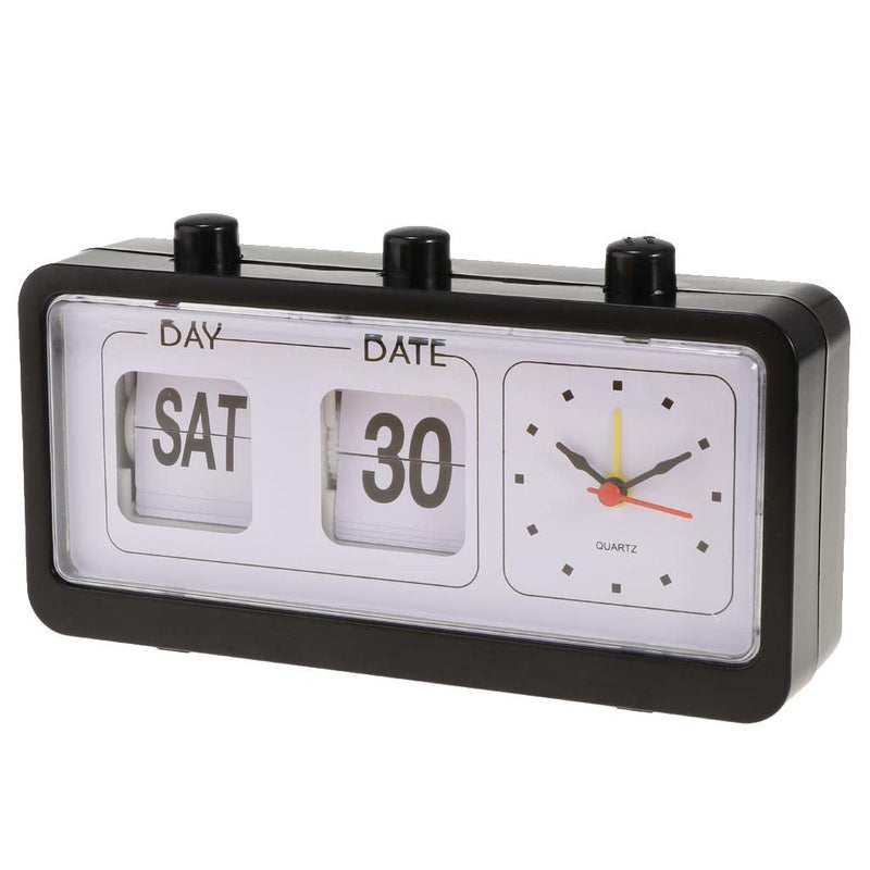 CALANDIS® Retro Fashion Flip Clock Digtal Flip Day Date Time Display Clock Black