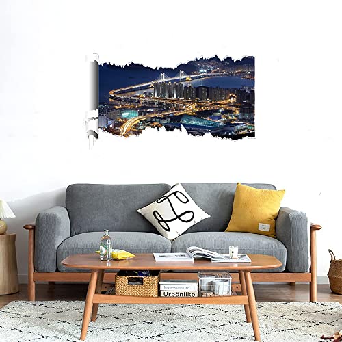 GADGETS WRAP Printed Wall Decal Sticker Scratched Paper Style Wall Decal (90cm x 50cm) - gwangan Bridge busan South Korea