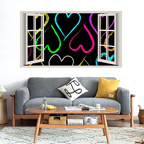 GADGETS WRAP Printed Wall Decal Sticker Fake Window Style Decal (90cm x 50cm) - Heart Strokes