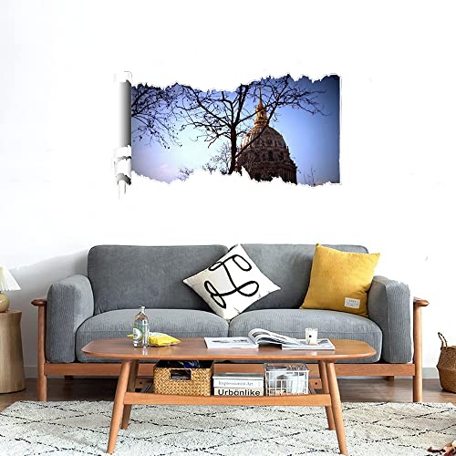 GADGETS WRAP Printed Wall Decal Sticker Scratched Paper Style Wall Decal (90cm x 50cm) - Tree vs Dome