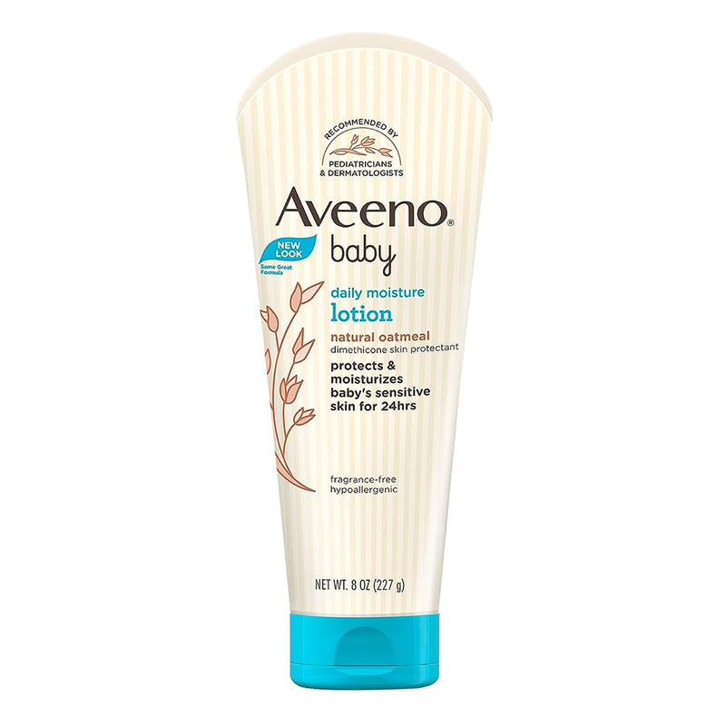 Aveeno Baby Daily Moisture Lotion (227g) | With oat flour, glycerin, and dimethicone | Hypoallergenic, fragrance-free, pediatrician recommended | Nourishes, soothes, & protects baby's sensitive skin