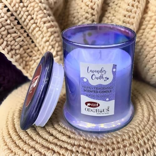 The Decor Affair 1 Pcs Artisan Crafted Glass Tealight Candleholders with Stunning Northern Lights-Inspired Pattern and Lavender Fragrance, Perfect for Creating a Magical Atmosphere.