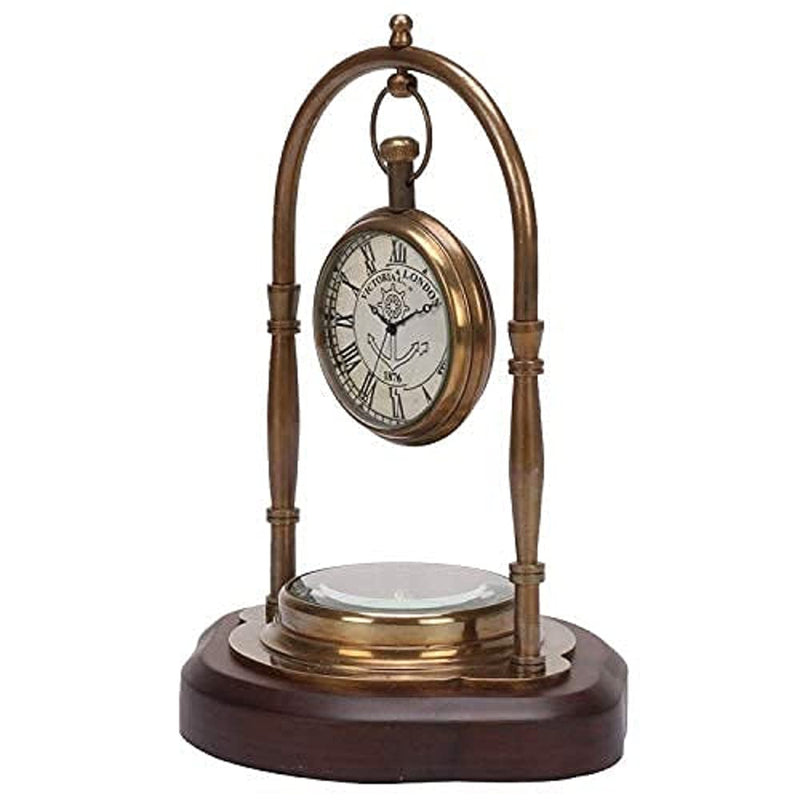 vintage collection Brass Table Clock with Compass -01245