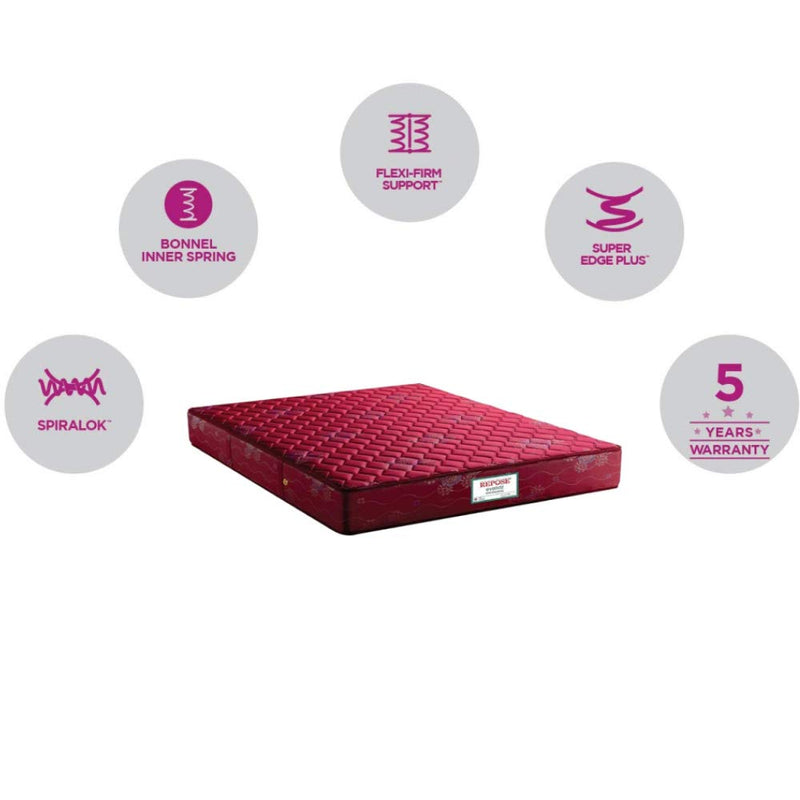 Repose-eyelidz Mattress 78" X 42"X 6" Bonnell Spring Single, Maroon