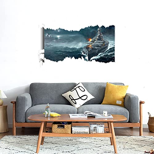 GADGETS WRAP Printed Wall Decal Sticker Scratched Paper Style Wall Decal (90cm x 50cm) - Ship Battle