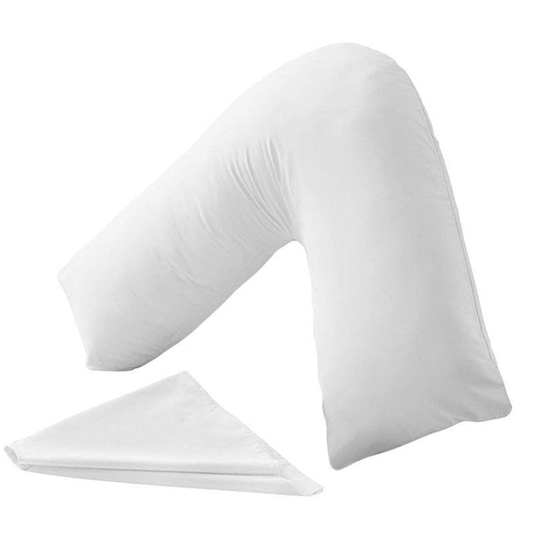 PumPum Orthopedic V Shaped Pillow with Complementary Pillowcase for Back and Neck Support - Ideal for Nursing, Maternity and Pregnancy,White