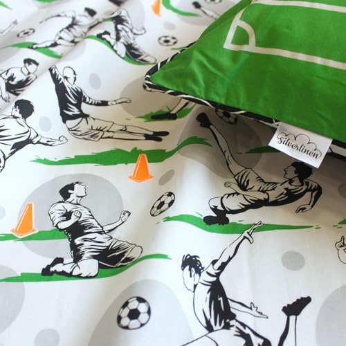 Silverlinen Football Fever 100% Cotton 250 TC King Bedsheet for Kids for Boys and Girls with Two Pillow Covers - Green (108 Inch x 108 Inch)