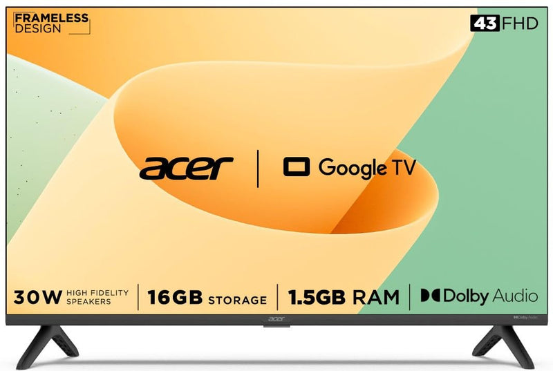 Acer 109 cm (43 inches) Advanced I Series Full HD Smart LED Google TV AR43GR2841FDFL (Black)