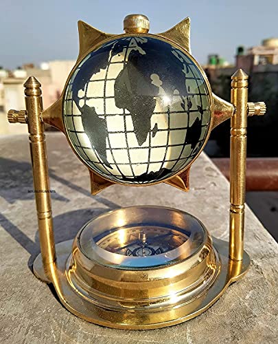 Sky Instrument Brass Desk Clock Base Compass Star Dial Desktop Shelf Decorative