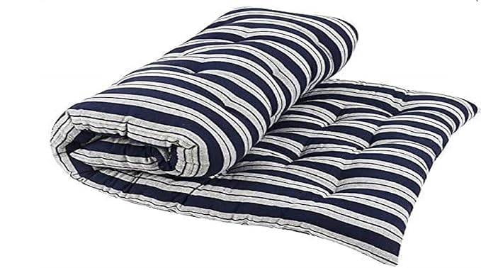 Unite source Soft Black Cotton Filled Foldable Quilt | Single Bed Rui ka Mattress, Blue-White (Single (72X30 Inches))