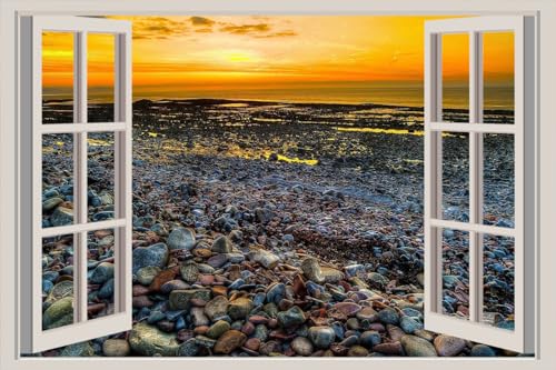 JVERF - JZZA29131 Sunrises and Sunsets| Self-Adhesive Open Window Wall Sticker