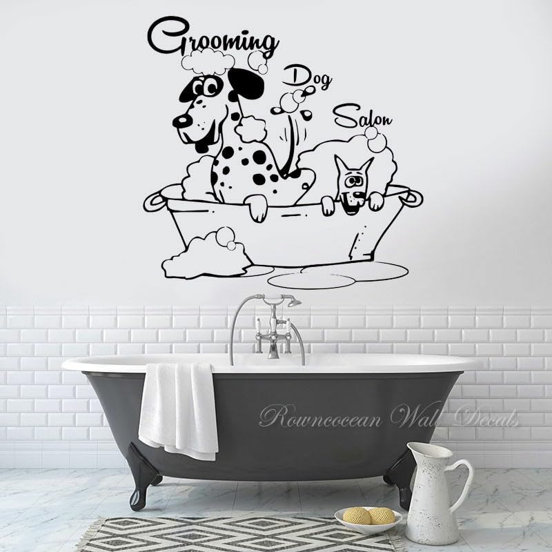 GADGETS WRAP Vinyl Grooming Salon Dog Wall Sticker Vinyl Interior Home Decor Black