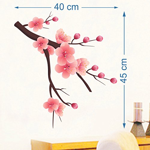 Branch with Flowers Self Adhesive VinylWaterproof Decorative Wall Stickers for Hall, Bedroom, Kitchen and Furniture