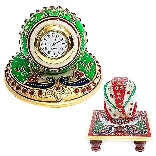 Handicraft Kingdom Small Analog Clock for Study Table & Kids Boys Girls Students with Ganesh Chowki| Approx Size (4 x 4 Inch) & Wt (600 Gm) Pack of 4