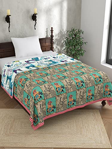 EVER HOME Cotton Single Dohar (150X224CM) Flannel Dohar Throws for Bed, AC Dohar, All Season Piping Bed Dohar, Reversible Dohar, Summer Dohar