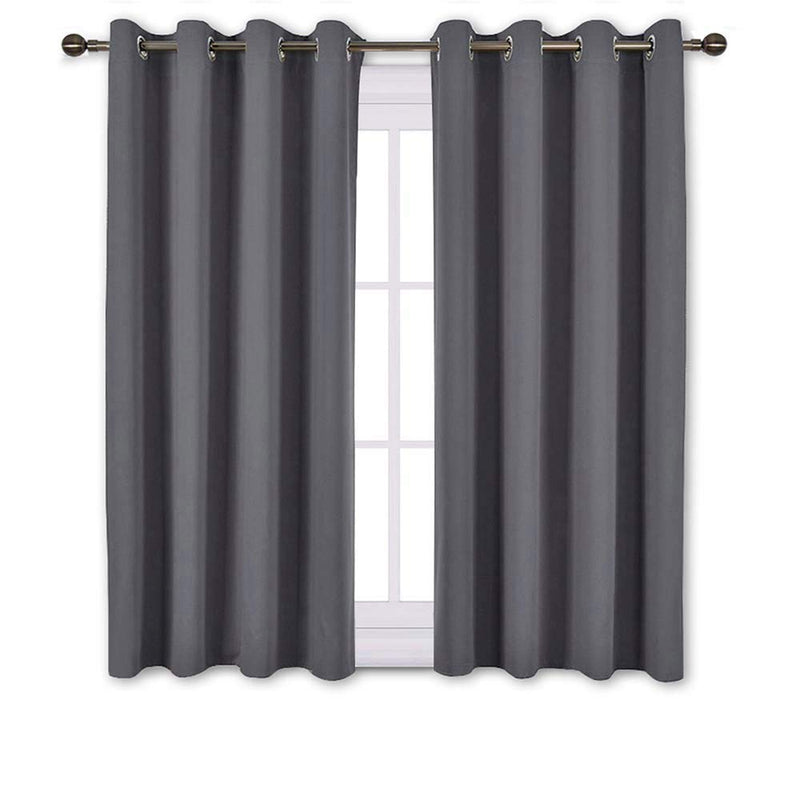 Home Tex Silk Solid Blackout Grommet Curtains Window Curtain, W 4 Feet X L 5 Feet, Grey, Pack Of 2