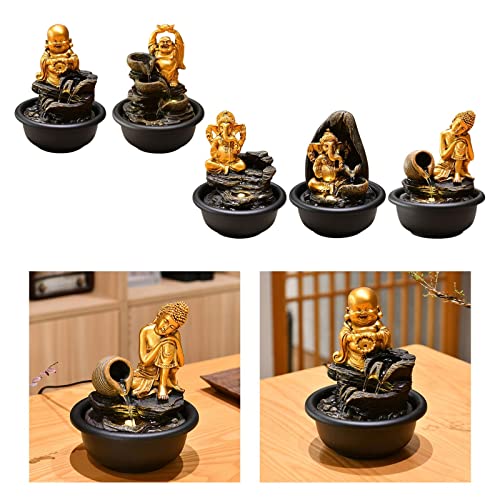 CALANDIS® Tabletop Water Fountain Buddha Statue for Office Farmhouse Birthday Gifts Hindu Ganesha'