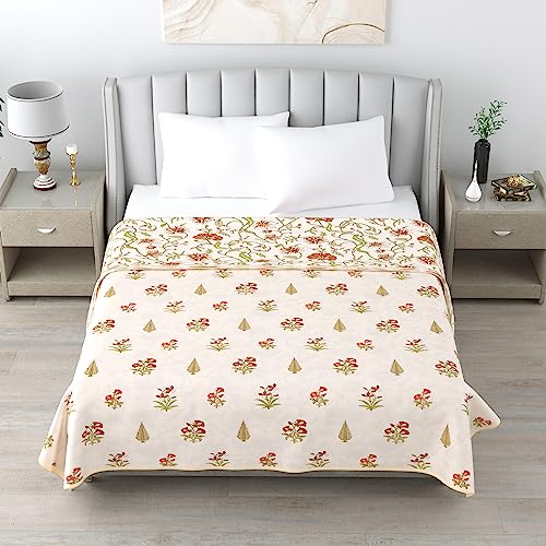 OM GAYATRI CORP Cotton Dohar King Size Soft Light-Weight Reversible Printed Malmal Summer Dohar (D - 23)