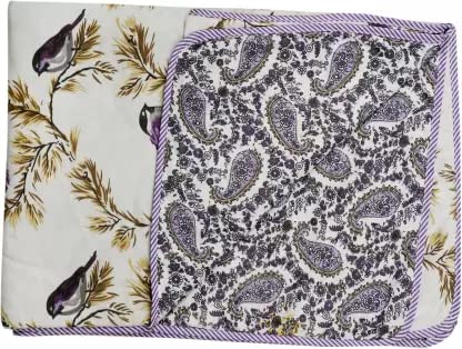 JAIPUR PLASTIC HOUSE Floral, Animal, Printed Single Dohar for AC Room (Cotton, White-Purple)