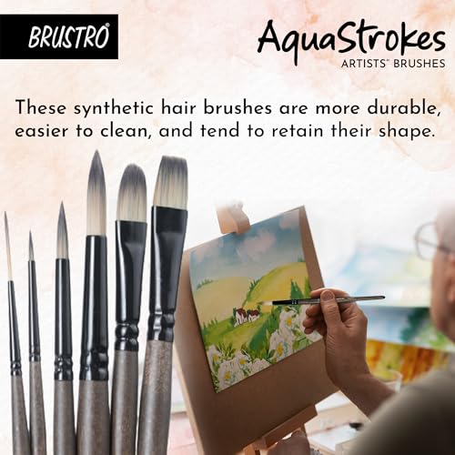 Brustro AquaStrokes Artist Brushes for Watercolour, Gouache, Acrylics and Oil Brush Set of 6