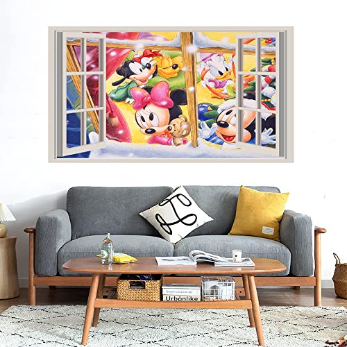 GADGETS WRAP Printed Wall Decal Sticker Fake Window Style Decal (90cm x 50cm) - Toons Mouse Window