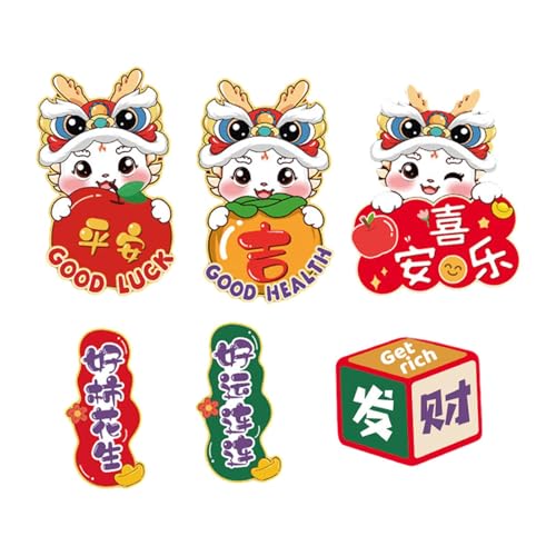 ATORSE® 6Pcs 2024 Chinese New Year Refrigerator Magnets for Spring Festival Party