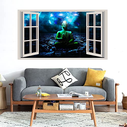 GADGETS WRAP Printed Wall Decal Sticker Fake Window Style Decal (90cm x 50cm) - Buddha in Water