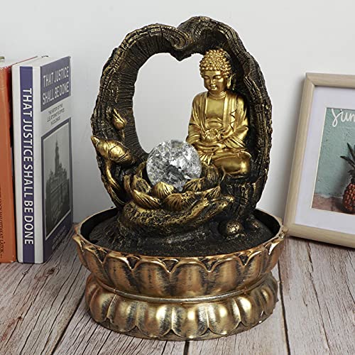 Ubersweet® Indoor Fountain Tabletop, Tabletop Fountains Resin Tabletop Fountain Buddha Statues Ornaments for Bedroom for Living Room(