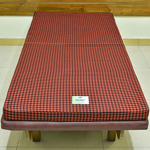 COLOFLY Red & Black 3 Inch Soft Pu Foam Mattress (72X35X2)