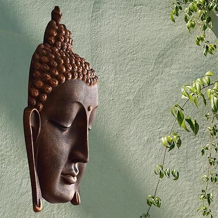 Shawshank Buddha Wall Hanging Mural Showpiece for Home Entrance Decor, Office, Study Room - Idol Statue Shri Buddha face Wall Mount