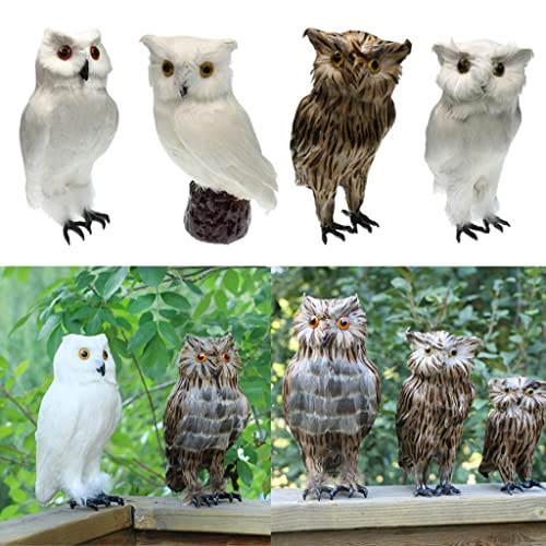 CALANDIS Artificial Owl Bird Feather Realistic Taxidermy Home Garden Decor Brown