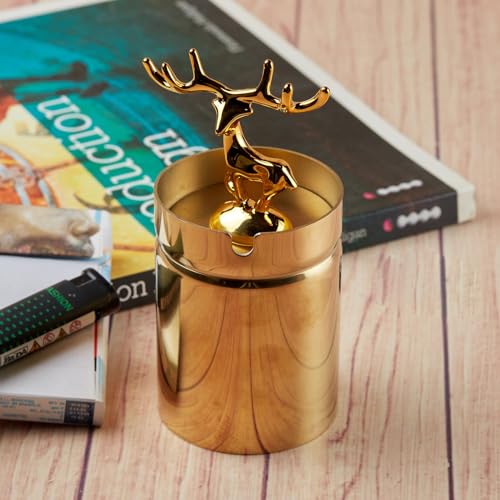 Ashtray,Moose Ashtray, Stainless Steel Home Ash Tray Set with Lid for Cigarettes, Cool Ashtray for Outside and Indoor Use, X-Large, Set of 1 (11488)