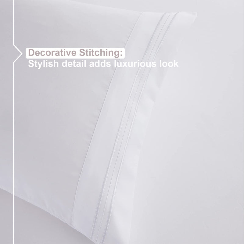 Bed Sheet Bedding Set, 100% Soft Brushed Microfiber with Deep Pocket Fitted Sheet - KING - WHITE - 1800 Luxury Bedding Collection, Hypoallergenic & Wrinkle Free Bedroom Linen Set