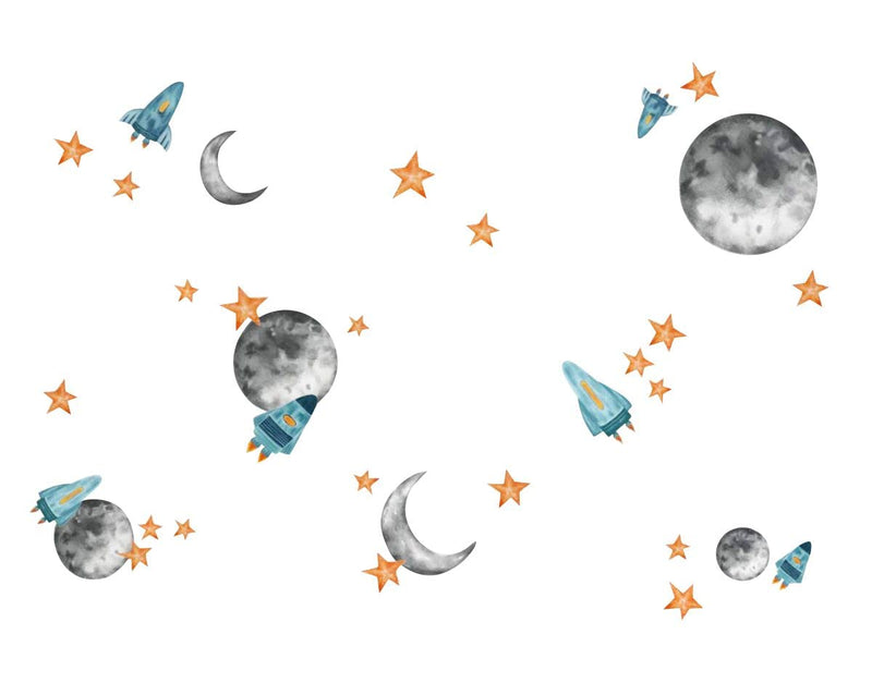 Decor Kraft Moon and Stars Wall Sticker & Decal,Size- 58 Cm X 38 Cm,Abstract