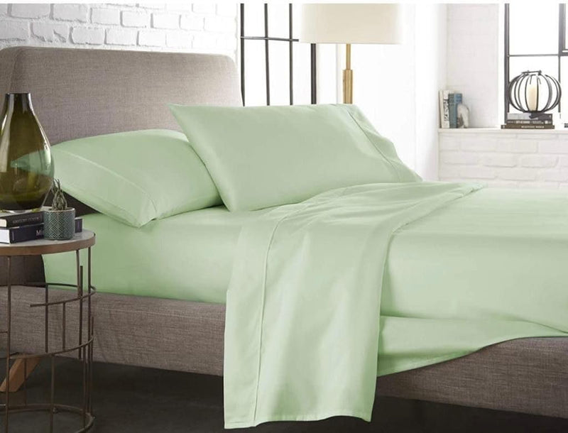 By Heart Home Decor Solid Plain 100% Cotton Bedsheet with 2 Pillow Cover - Ultra Soft, Breathable, and Durable King/Queen Size Bedding Set Cotton Bedsheet for Hotel,Guest Room (Green)