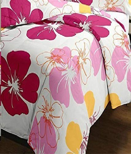 AQRATE Polycotton Animal & Rose Flower Printed Reversible Double Bed AC Blanket/Dohar for Home (Pink, Double)