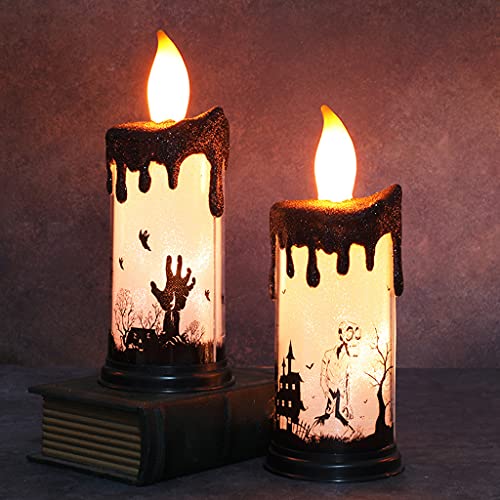 ATORSE® Halloween Candle Light Led Desk Lamp Night Light Photo Props Skull People|Unique Gift|Night Lamp|Fancy Light|Gadgets Gift For Friend|Cute Table Lamp Light For Bedroom|Bedside Lamps