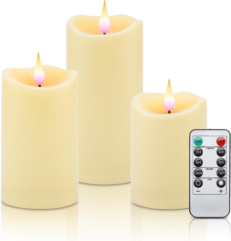 COLBEX Flameless Candles, Flickering Moving Flame LED Candles, Battery Operated Candles with Remote and Timers, Ivory Frosted Plastic