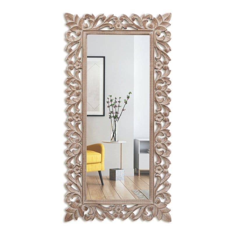 WoodIdea Wood MDF Wall Mirror Frame Size (18x36) Wood MDF Wall Mirror Frame Size (18x36) White Anticque Only Frame with Out Mirror