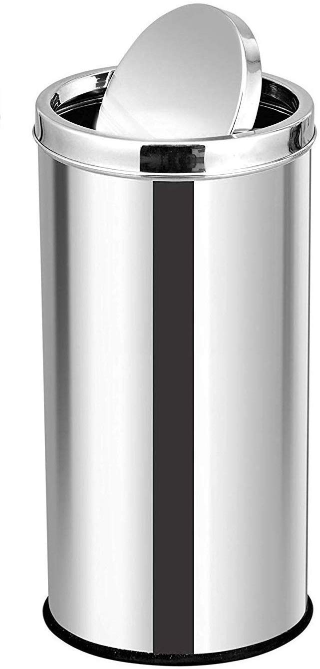 PARASNATH Stainless Steel Swing-Lid Dustbin (Silver, 18 L, 10 x14 inch)