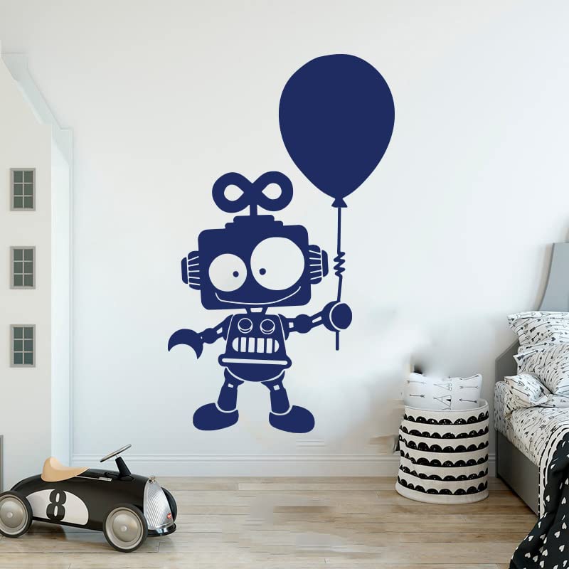 GADGETS WRAP Vinyl Decal Sticker Cartoon Robot with Balloon Blue (Item Finish Size : 80cm x 48cm)