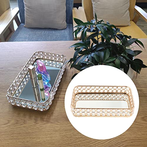 ATORSE® Rectangle Crystal Tray Table Mirrored Perfume Care Perfume Organizer Wedding