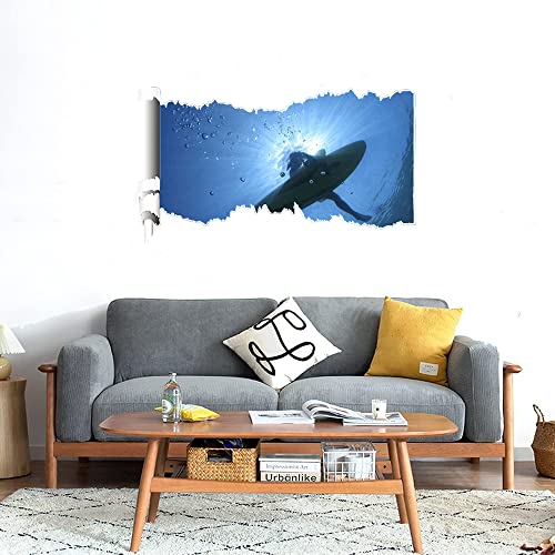 GADGETS WRAP Printed Wall Decal Sticker Scratched Paper Style Wall Decal (90cm x 50cm) - Surfer Floating on The sea