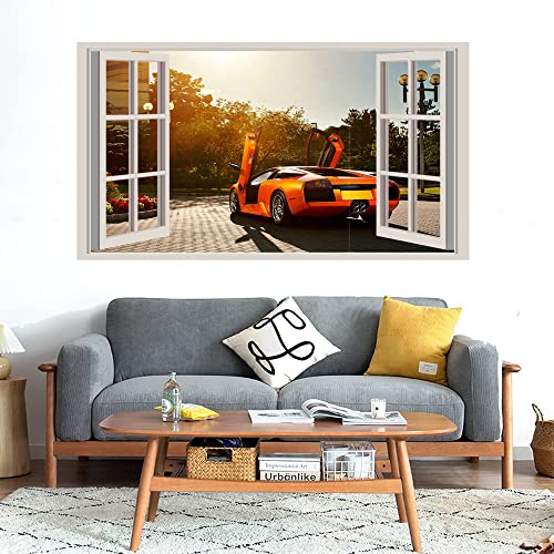 GADGETS WRAP Printed Wall Decal Sticker Fake Window Style Decal (90cm x 50cm) - Super Car Under Sunshine