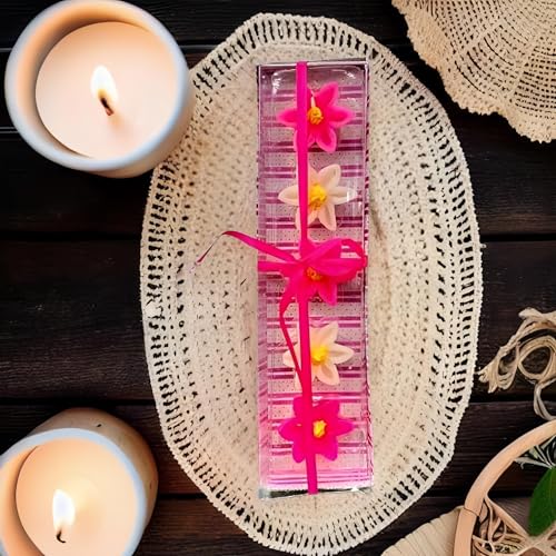 The Decor Affair Long-Lasting Sunflower-Shaped Wax Candles - A Set of 5 Handcrafted Masterpieces Perfect for Diwali and New Year Celebrations (Pink)