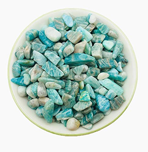 Xinxingshuo 1 lb Amazonite Small Tumbled Chips Crushed Stone Healing Reiki Crystal Jewelry Making Home Decoration (Amazonite)