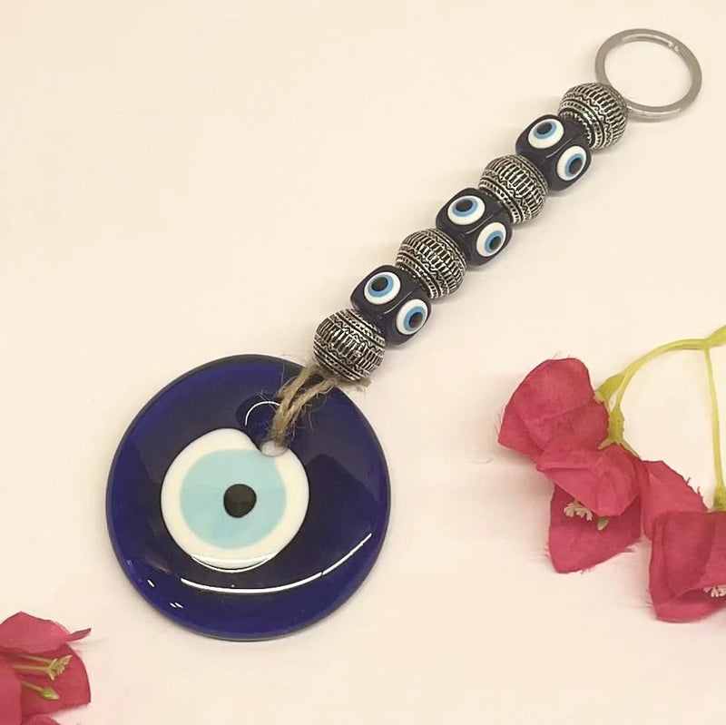 BLUE BEADS Ceramic Home Decor Evil Eye Hanging Turkish Feng Shui Vastu Blue Glass Evil Eye Door Hanging Nazar Batu Protection Good Luck Gifting Home/Office