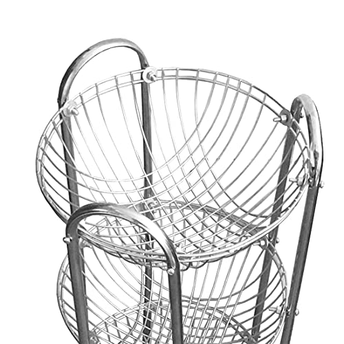 Vidhya Enterprise Stainless Steel Fruits and Vegetables Round, Basket, Rack, Stand, (Color Silver)